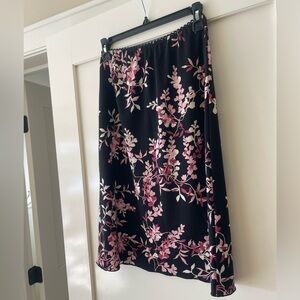 Y2k Black and Pink Floral Midi Skirt
